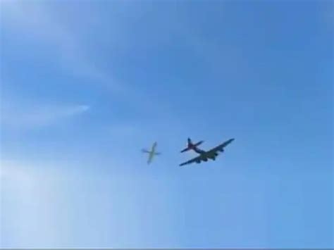 two ww2 planes collide in mid-air
